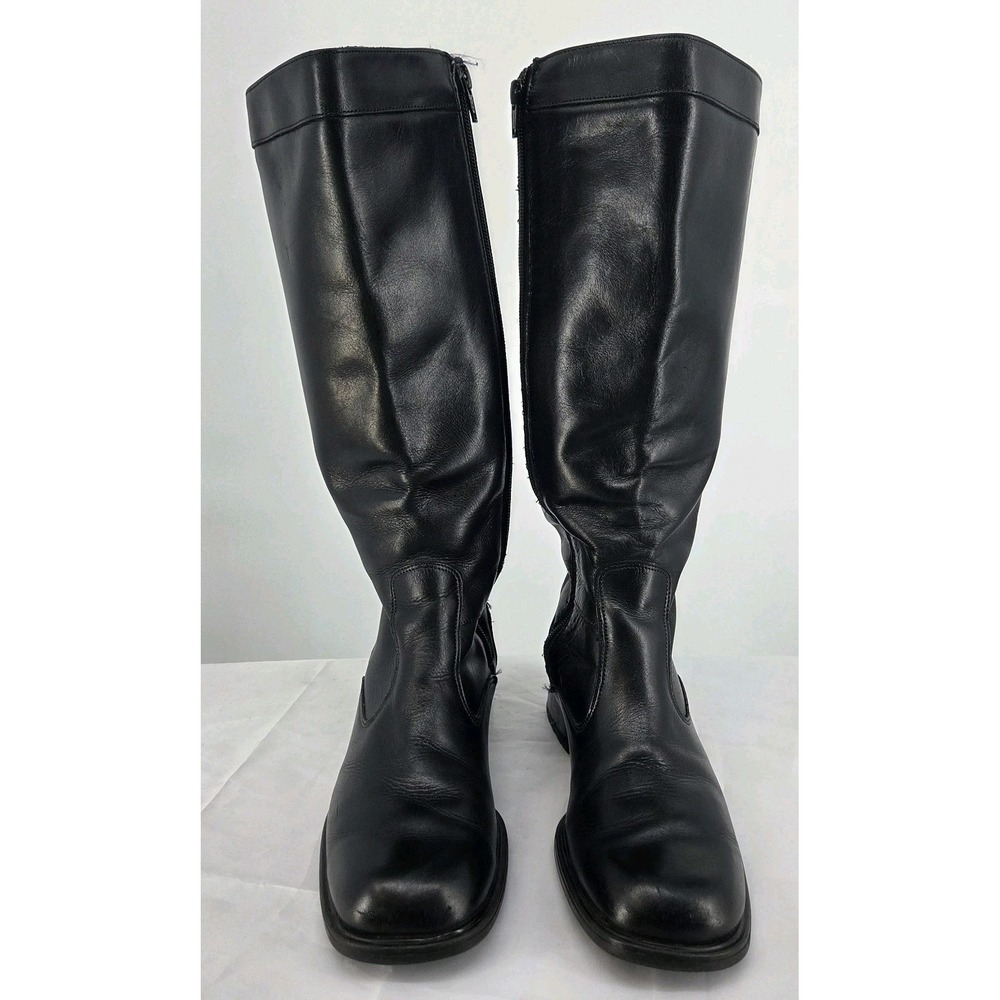 Santana Canada Leather Boots 8 Black Side Zip Tall Lined